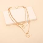 Heart Pendant Chain Layered Necklace 1 Pc - Gold - One Size