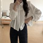 Lace-trim Flared Blouse