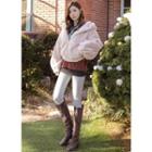 Balloon-sleeve Faux-fur Zip-up Hoodie