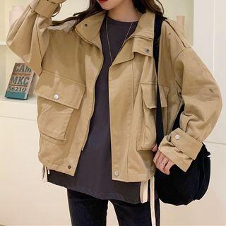 Pocket Detail Utility Jacket Khaki - One Size