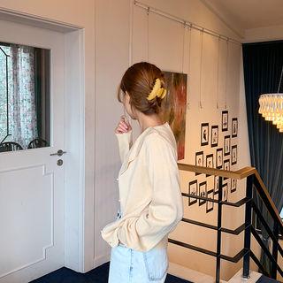 Faux-pearl Buttoned Collared Cardigan