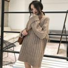 Mock-neck Oversized Sweater Khaki - One Size