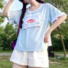 Short-sleeve Cake Embroidery Top