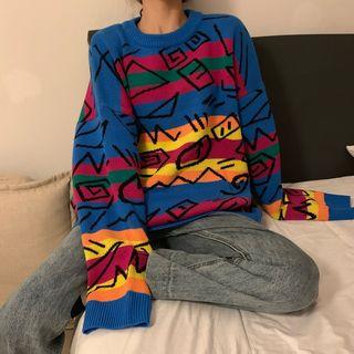 Printed Sweater Rainbow - One Size