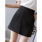 Elastic Waist A-line Mini Skirt