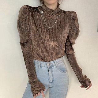 Mock-neck Corduroy Blouse
