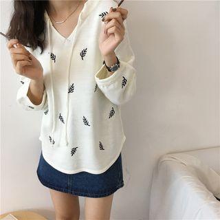 Embroidered Drawstring Sweater