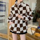 Checkered Fleece Zip Jacket