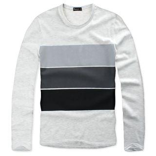 Long-sleeve Gradient-panel T-shirt