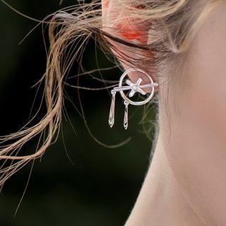 Rhinestone Alloy Cross Fringed Earring 1 Pair - Silver - One Size