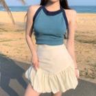 Knit Cropped Camisole Top / A-line Skirt