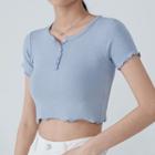Short-sleeve Knit Henley Top