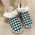 Fluffy-lined Houndstooth Snow Boots
