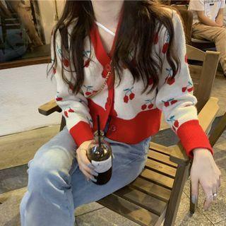Cheery Cardigan Red & White - One Size