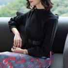Long-sleeve Pattern Panel A-line Dress