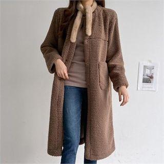 Round-neck Faux-shearling Coat