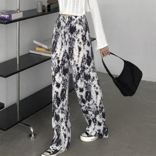 High Waist Tie-dye Print Wide Leg Pants