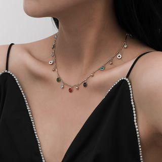 Rhinestone Necklace 3352 - Gold - One Size