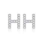 Simple And Fashion Letter H Cubic Zircon Stud Earrings Silver - One Size