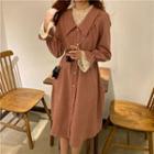 Mock Two-piece Bell-sleeve Midi Dress