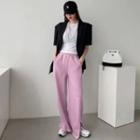 Slit-hem Wide-leg Cotton Pants