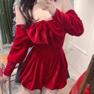 Off Shoulder Bow Jumpsuit
