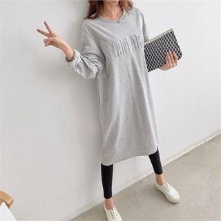 Lettering-embossed Midi T-shirt Dress