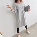 Lettering-embossed Midi T-shirt Dress