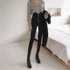 Plain Zip High-waist Slim-fit Jeans