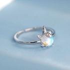 Unicorn Faux Crystal Sterling Silver Ring Silver & White - One Size