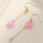 925 Sterling Silver Flower Drop Asymmetric Hook Earrings Earring - One Size