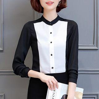 Panel Chiffon Blouse White - S