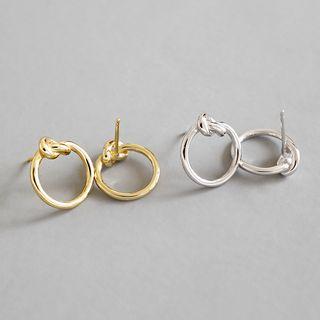 925 Sterling Silver Knotted Hoop Earring
