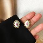 Flower Resin Earring 1 Pair - Earrings - S925 Silver - White & Gold - One Size