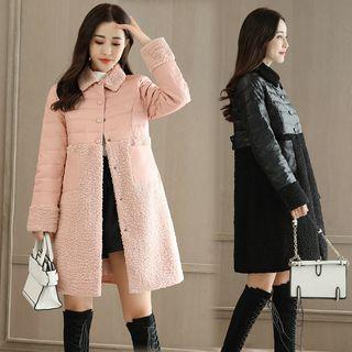 Faux Leather Buttoned Long Coat