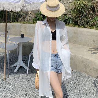 Plain Shirt Jacket White - One Size