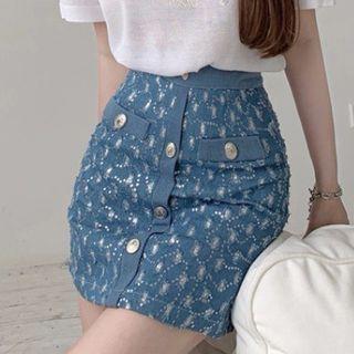Short-sleeve Printed T-shirt / High-waist Printed Skirt