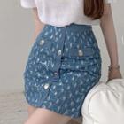 Short-sleeve Printed T-shirt / High-waist Printed Skirt