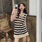 Sleeveless Striped Knit Dress Stripe - One Size