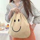 Smiley Face Embroidered Drawstring Backpack