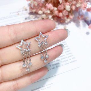 Rhinestone Star Fringed Earring