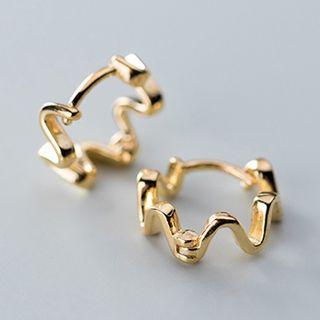 925 Sterling Silver Wavy Hoop Earring