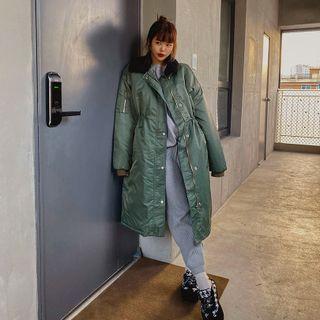Fleece-collar Padded Coat