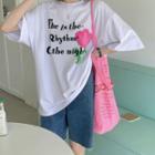 Flower Printed Short-sleeve Top White - One Size