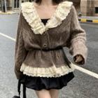 Crochet Lace Trim Cardigan / Mini Skirt