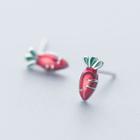 925 Sterling Silver Carrot Earring 1 Pair - Red - One Size