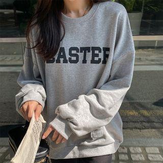 Patch-detail Letter Print Boxy Sweatshirt