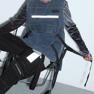 Denim Vest With Strap Blue - One Size