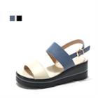 Tow-tone Strap Wedge Sandals