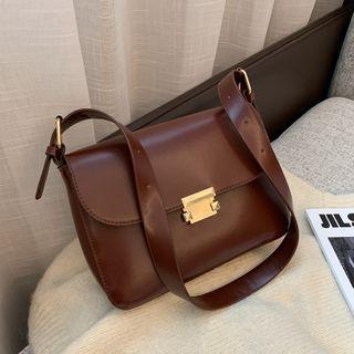 Faux-leather Flap Belted Crossbody Bag